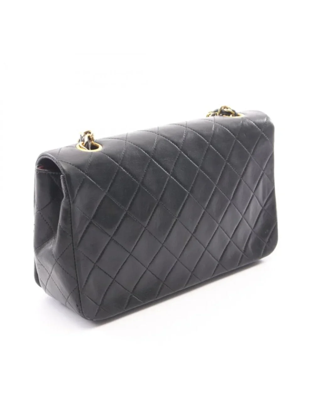 Chanel Shoulder Bag Full Flap Black Lambskin Quilted Chain